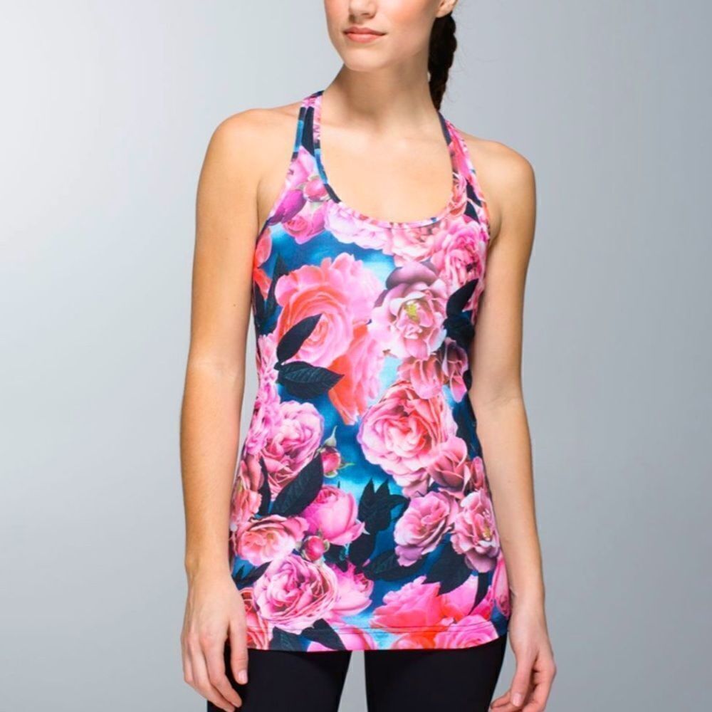 Lululemon Cool Racerback
Secret Garden pink Floral Tank Top size 4